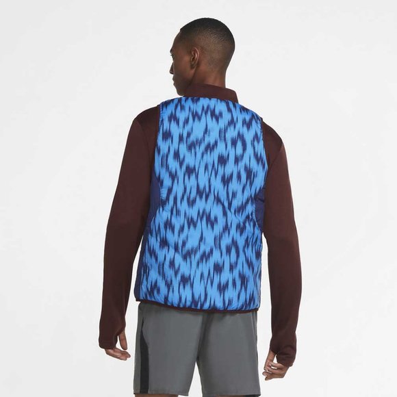 Nike AeroLayer Wild Running Puffer Vest Red Blue CU6058-624 Jogging Reversible - Picture 7 of 12